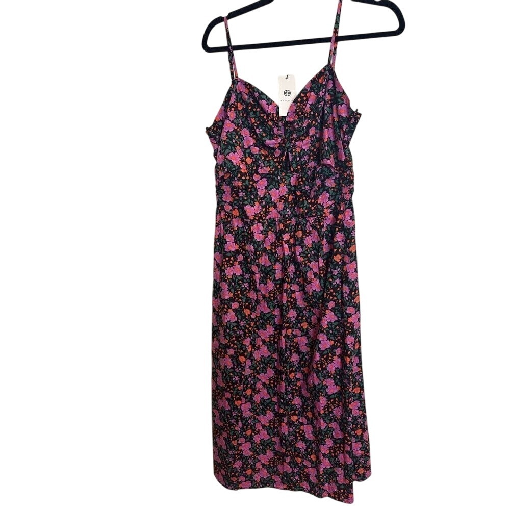 Socialite‎ Womens Floral Midi Dress Pink Orange O-Ring Cutout Pockets NEW
